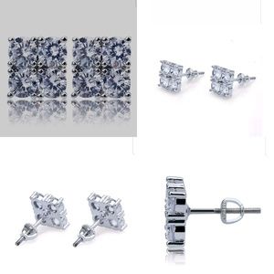 Screw Back Hip Hop 18k White Gold Plated Stud Earr